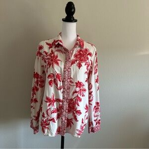 Zara button down floral long sleeve top